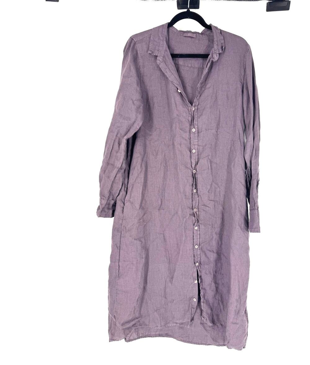 Purple CP Shades Button Front Midi Tshirt Dress Women's M